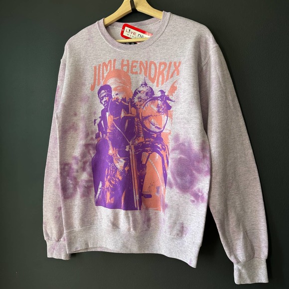 Jimi Hendrix Tie Dye Purple Crew Neck Graphic Band Sweatshirt NEW Small - Picture 7 of 7